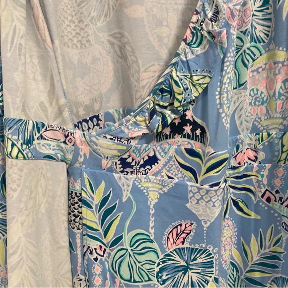 Lilly Pulitzer Dress Jessalynne Wrap Romper Blue Peri Lapis Lanterns Medium - Picture 12 of 16